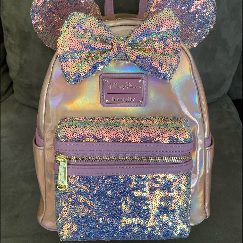 SALE! Loungefly Disney 50th Anniversary Earidescent Sequin Minnie Mouse Backpack
